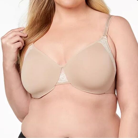 OLGA Cloud 9 Full-Figure Lace-Trim Minimizer Bra TOASTED ALMOND (NUDE)40DDD Nwt - Picture 1 of 9